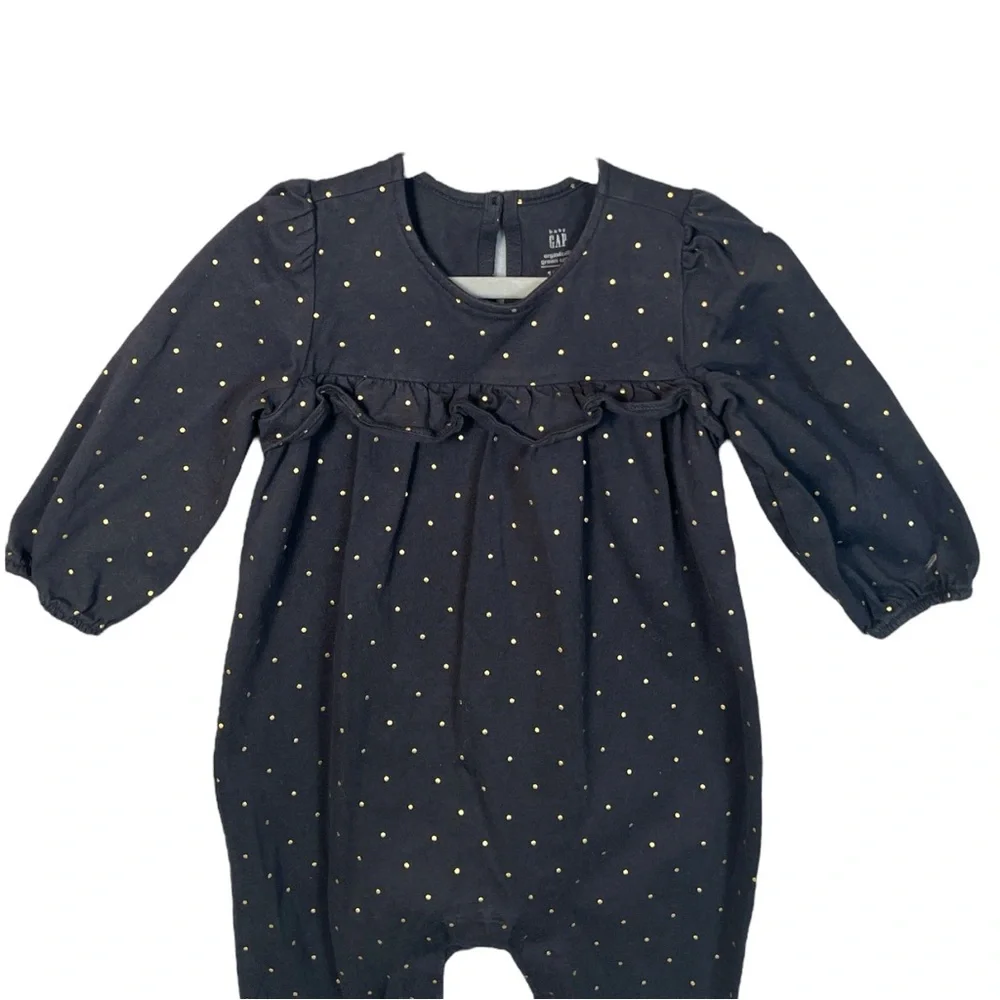 Baby GAP Girl Organic Cotton Footless Romper One-Piece Snap‎ Black, Size 18-24M